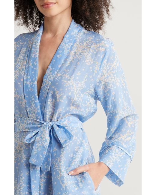 Papinelle Blue Cheri Blossom Cotton & Silk Robe