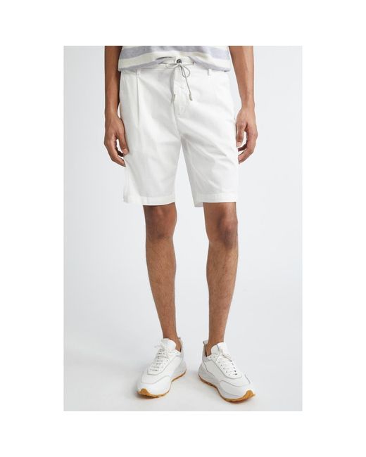 Eleventy White Stretch Cotton Bermuda Shorts for men