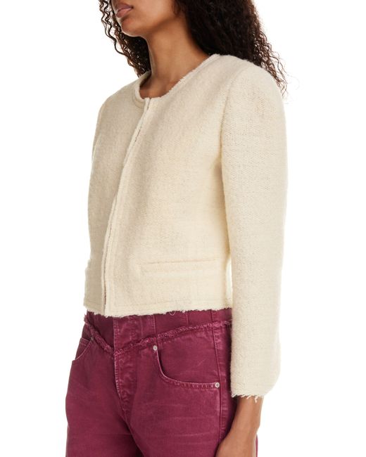 Isabel Marant Red Pully Wool Blend Bouclé Crop Jacket