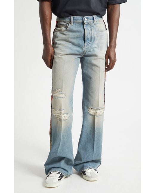 Amiri Blue Patchwork Bootcut Jeans for men