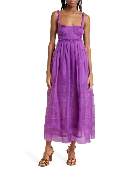Ulla Johnson Priscilla Empire Waist Silk Dress in Purple | Lyst