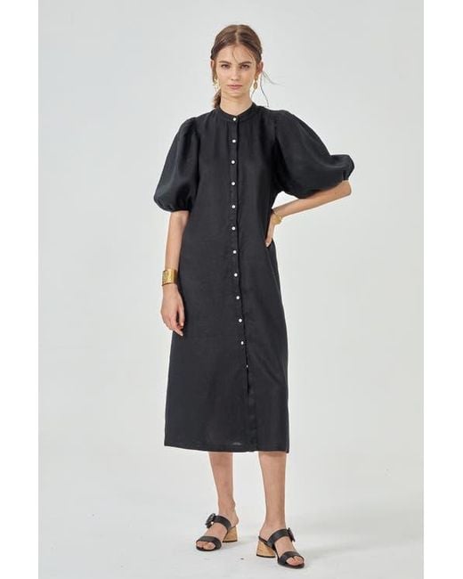 Lanhtropy Blue Bubble Linen Dress