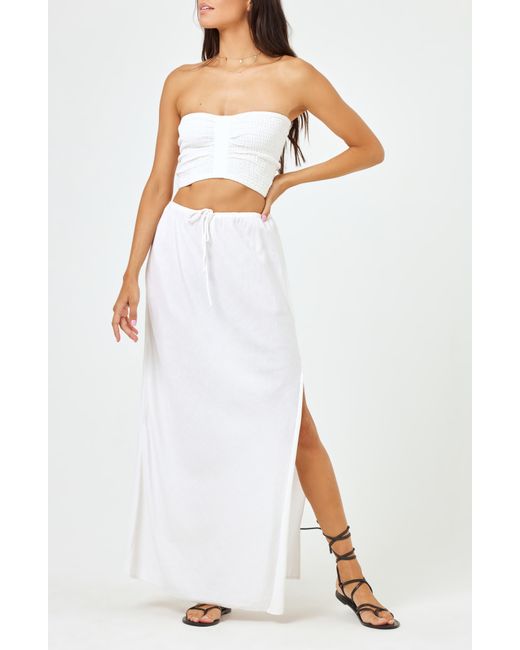 L*Space White Summer Feels Drawstring Waist Skirt