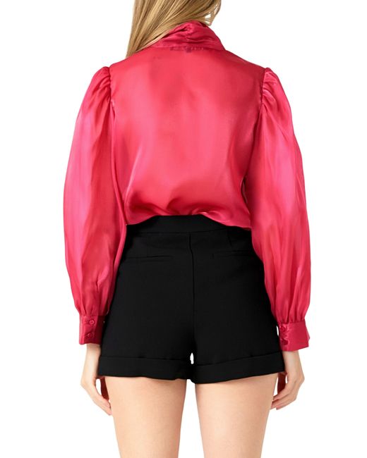 Endless Rose Red Organza Bow Tie Shirt