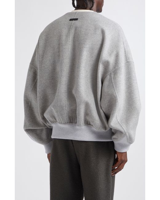 Fear Of God Gray Double Faced Virgin Wool & Cashmere Collarless Bomber Jacket for men