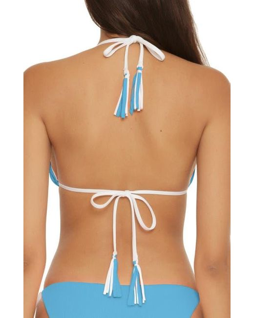 Becca Blue Modern Reversible Rib Triangle Bikini Top