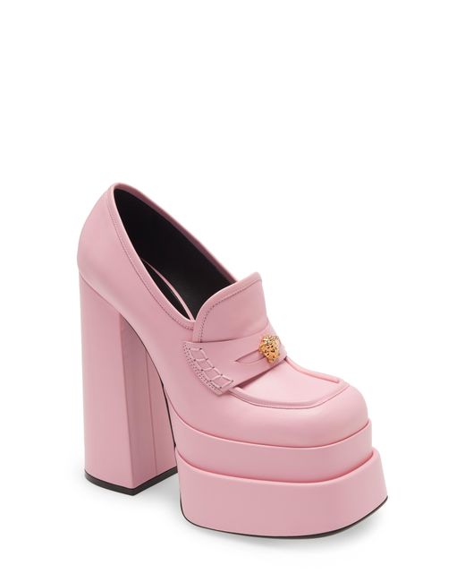 Versace Platform Loafer Pump in Pink | Lyst