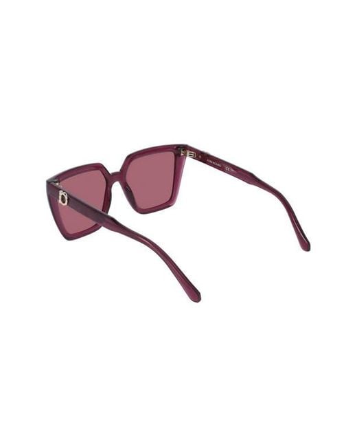 Ferragamo Purple 54Mm Modified Rectangular Sunglasses