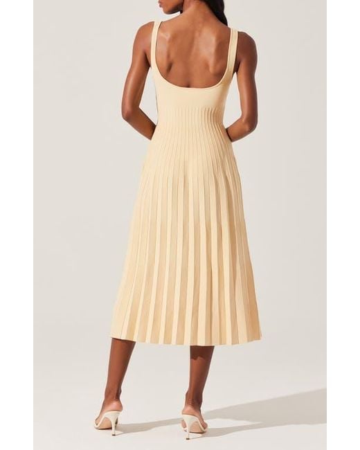 Astr Natural Aylin Pleated Sweater Midi Dress