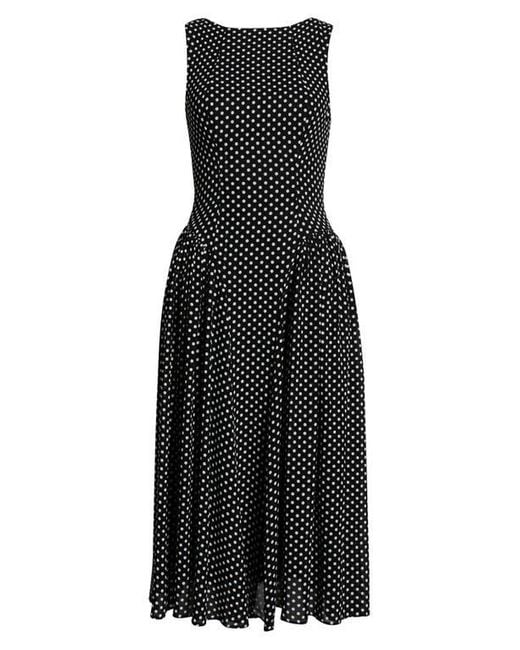 Reformation Black Anelis Polka Dot Sleeveless Fit & Flare Dress
