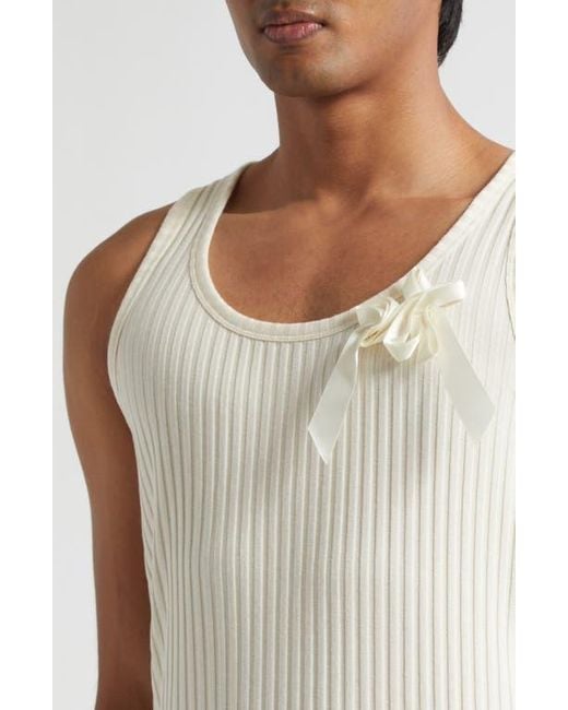 Simone Rocha Natural Ribbon Daisy Ribbed Tank for men