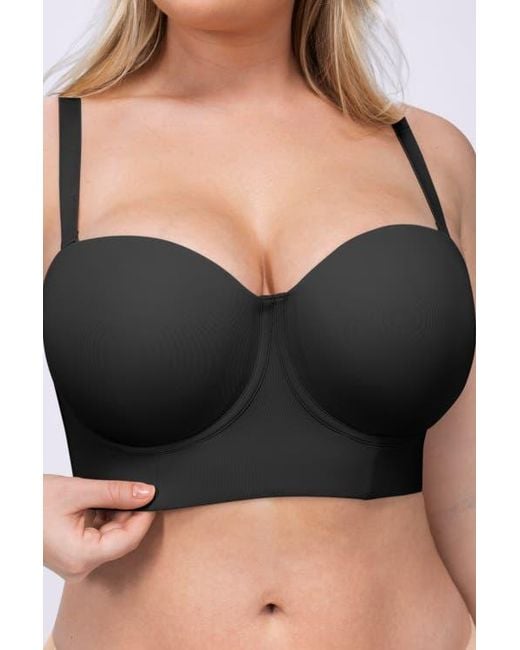 Shapellx Black Strapless Convertible Underwire Bra Full Coverage