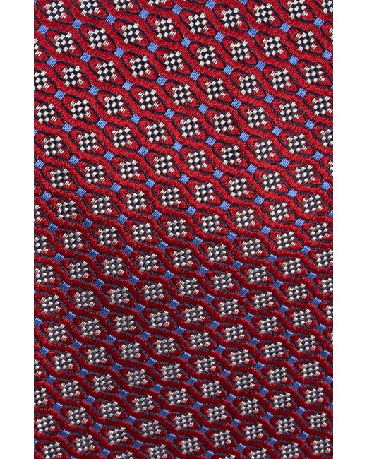 Canali Red Neat Silk Tie for men