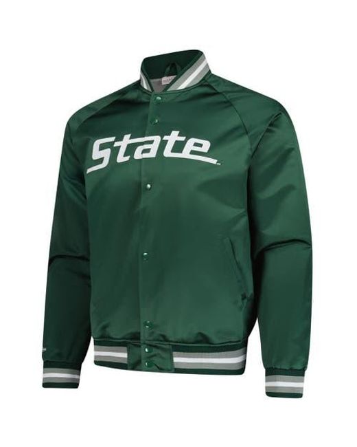 Mitchell & Ness Green Michigan State Spartans Lightweight Current Logo Satin Full-Snap Jacket for men