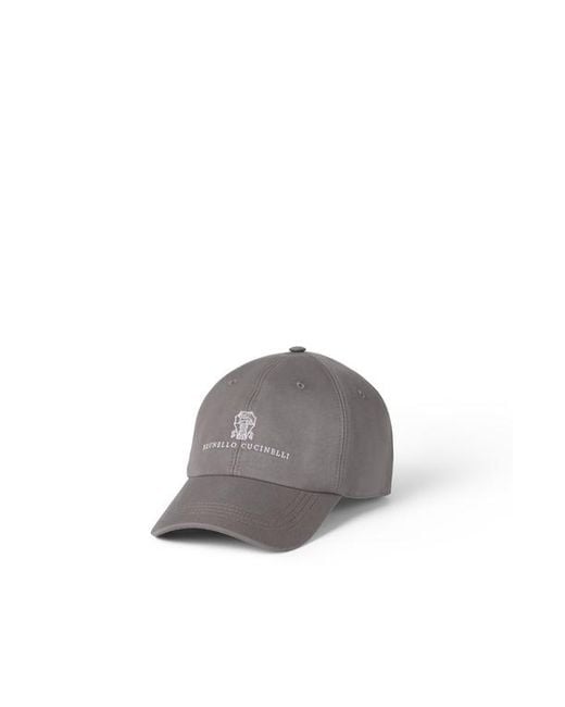 Brunello Cucinelli Gray Baseball Cap With Logo for men