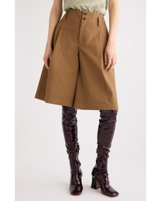 Chloé Natural Garment Dye Organic Cotton Canvas Bermuda Shorts