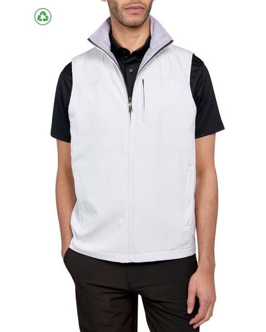 Con.struct White Regular Fit Wavy Print Recycled Performance Reversible Vest for men