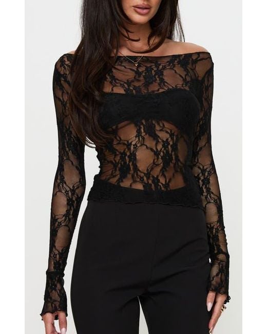 Princess Polly Black Junah Lace Top