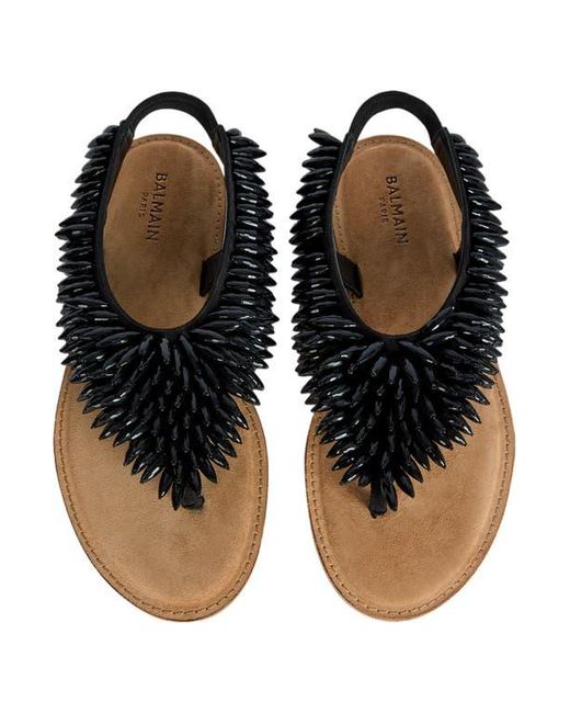 Balmain Black Flat Sandals