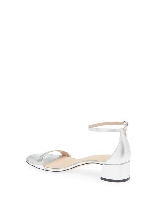 Stuart Weitzman White Nudist Block Heel Sandal