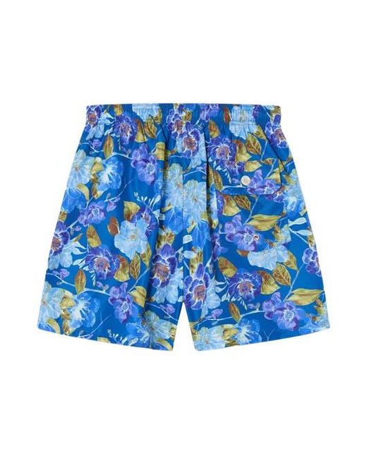 Robert Talbott Blue Connery Drawstring Swim Trunk for men