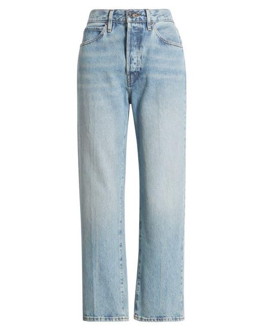 FRAME Blue The Vertical High Waist Ankle Relaxed Straight Leg Jeans
