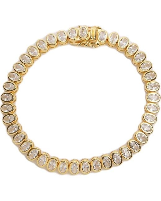 Argento Vivo Sterling Silver Metallic Oval Cubic Zirconia Line Bracelet