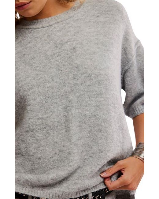 Free People Gray Margot Oversize Short Sleeve Sweater