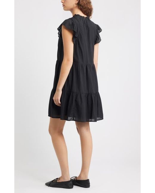 Treasure & Bond Black Tiered High Neck Shift Minidress