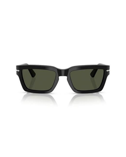 Persol Green 55Mm Rectangular Sunglasses for men