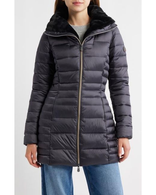Save The Duck Black Caroline Water Repellent Satin Puffer Jacket