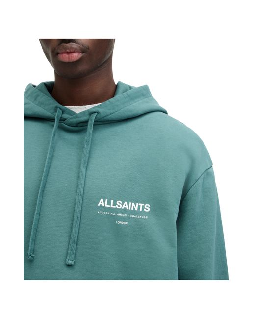 AllSaints Green Access Cotton Graphic Hoodie for men