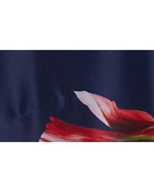 Carolina Herrera Blue Tulip Print Silk Gazar Trench Gown
