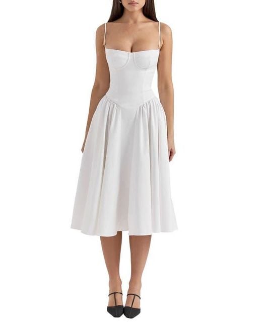 House Of Cb Samaria Corset Fit & Flare Dress in White | Lyst
