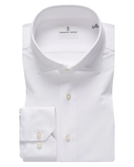 Emanuel Berg White 4flex Modern Fit Solid Knit Button-up Shirt At Nordstrom for men