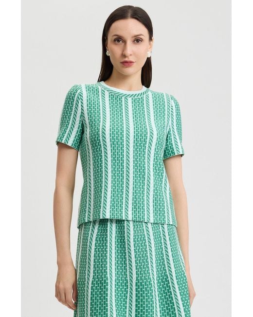 Ming Wang Green Roadmap Pattern Soft Knit Top