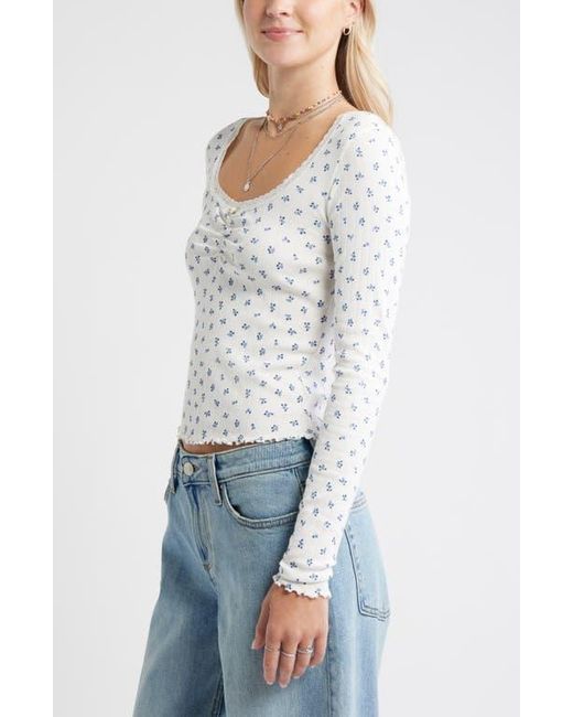 BP. White Pointelle Long Sleeve T-Shirt