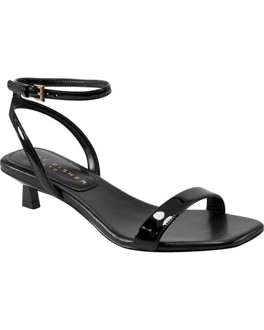 Marc Fisher Black Alona Ankle Strap Kitten Heel Sandal