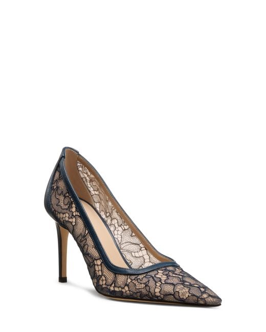 Stuart Weitzman Metallic Stuart Power 85 Lace Pointed Toe Pump