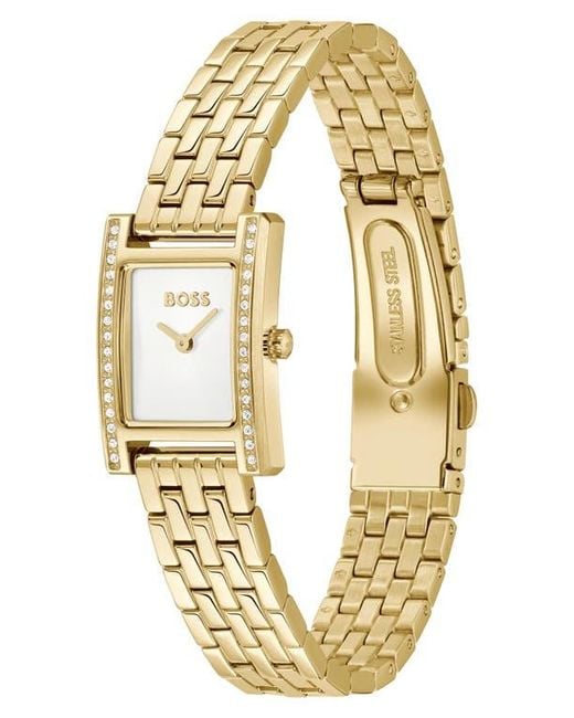 Boss Metallic Lucy Precious Rectangular Watch, 18.5Mm