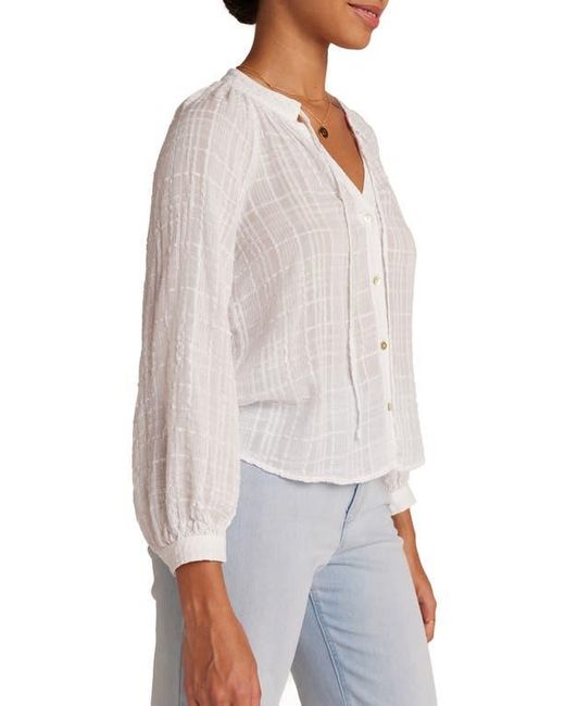 Bella Dahl White Tie Neck Raglan Sleeve Shirt