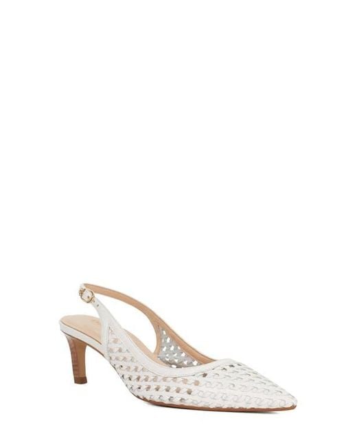 Dune White Divided Pointed Toe Slingback Pump
