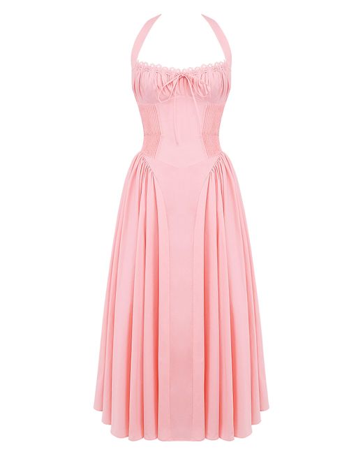 House Of Cb Pink Adabella Floral Pleated Halter Sundress