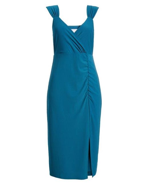 Chelsea28 Blue Gathered Jersey Dress