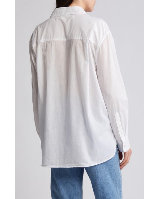 Treasure & Bond White Cotton Voile Button-up Shirt