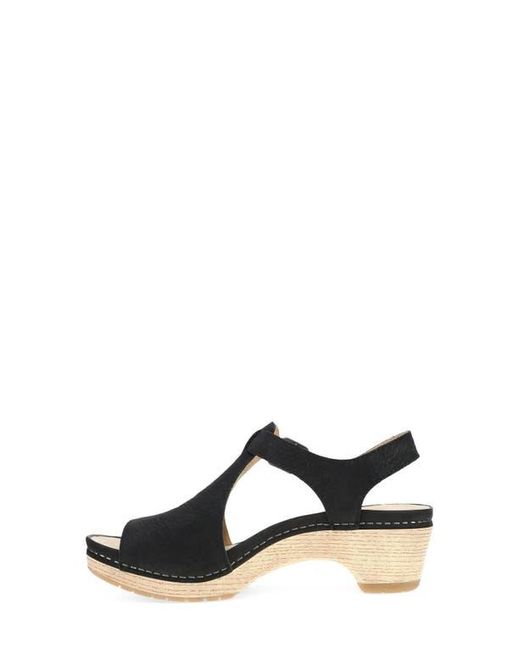 Dansko Black Laverne Ankle Strap Peep Toe Platform Sandal
