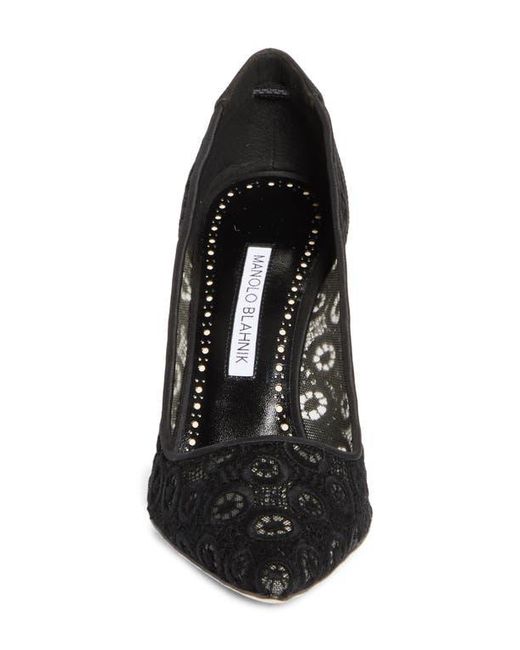 Manolo Blahnik Black Bb Lace Pointed Toe Pump