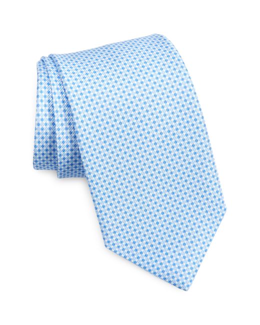 David Donahue Blue Dot Pattern Silk Tie for men