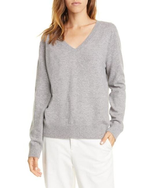Vince Gray Weekend V-Neck Cashmere Sweater