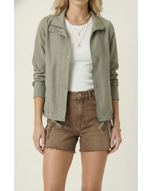 Modenaire Natural Cropped Utility Drawstring Jacket